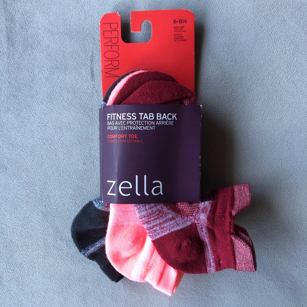 Zella ~ Set of 3 ~ Fitness Tab Back Perform Socks ~ Size 6-8.5 ~ Brand New